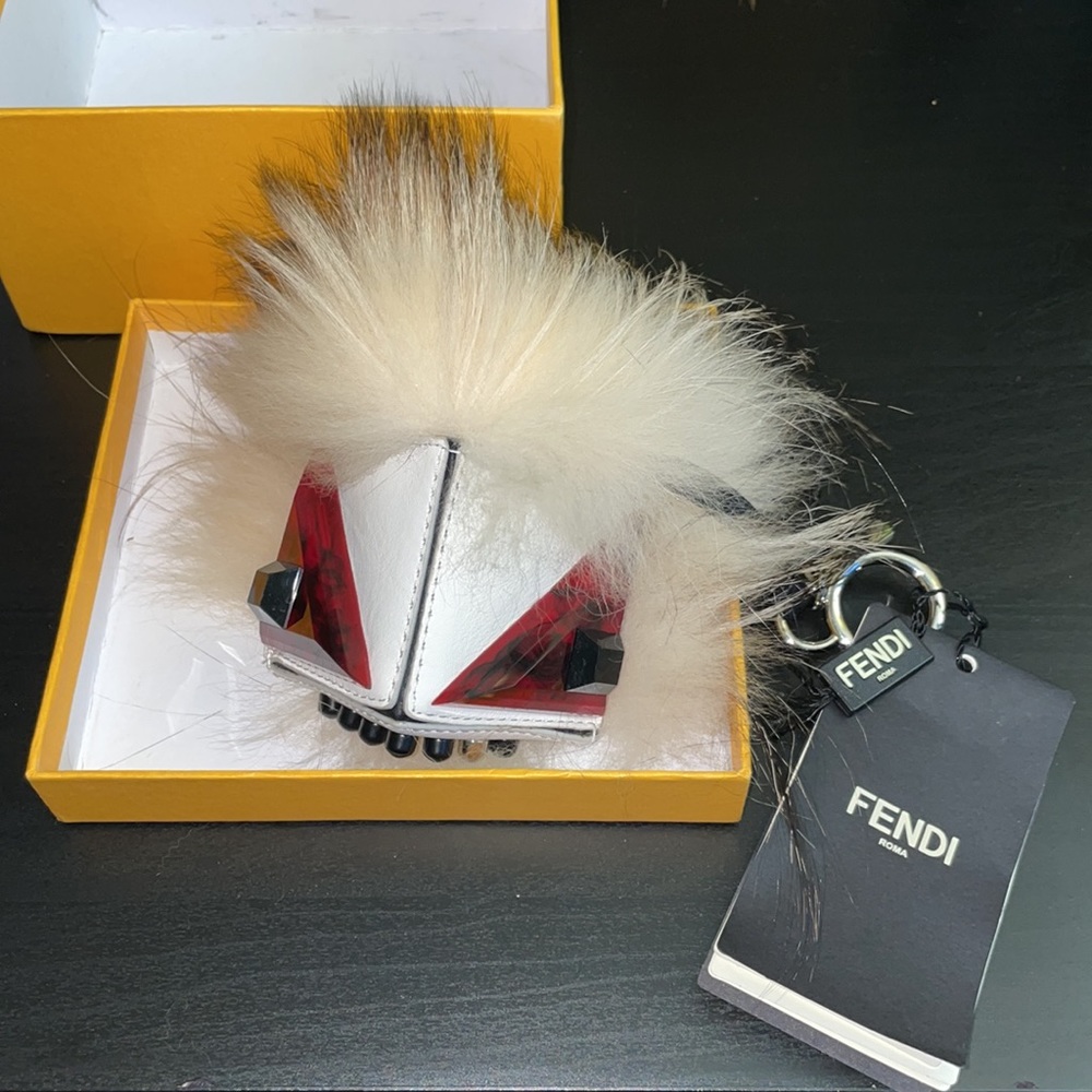 Fendi White and Red Bag Bug Charm